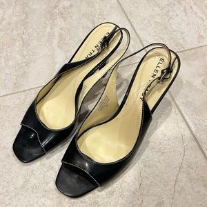 VINTAGE OPEN TOE KITTEN HEELS